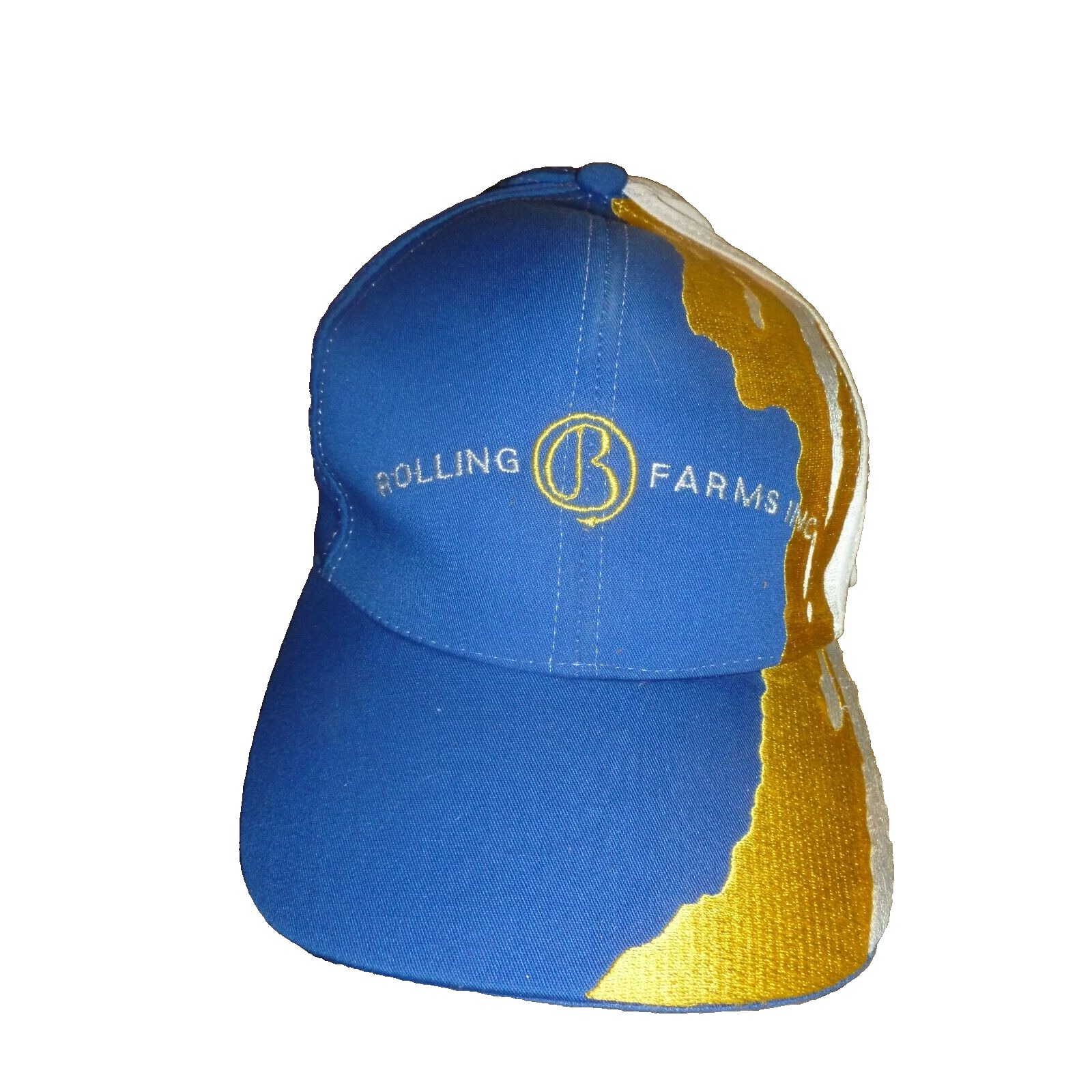 Nissun Rolling B Farms Inc Blue Gold White American Flag Strapback Hat Cap